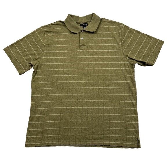 Van Heusen Other - Van Heusen Striped Polo Shirt Mens Size L Green White Collared Short Sleeve
